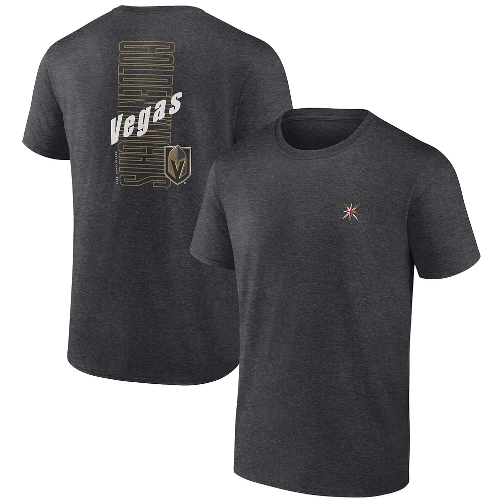 T-shirt Backbone Fanatics Heather Charcoal Vegas Golden Knights pour hommes