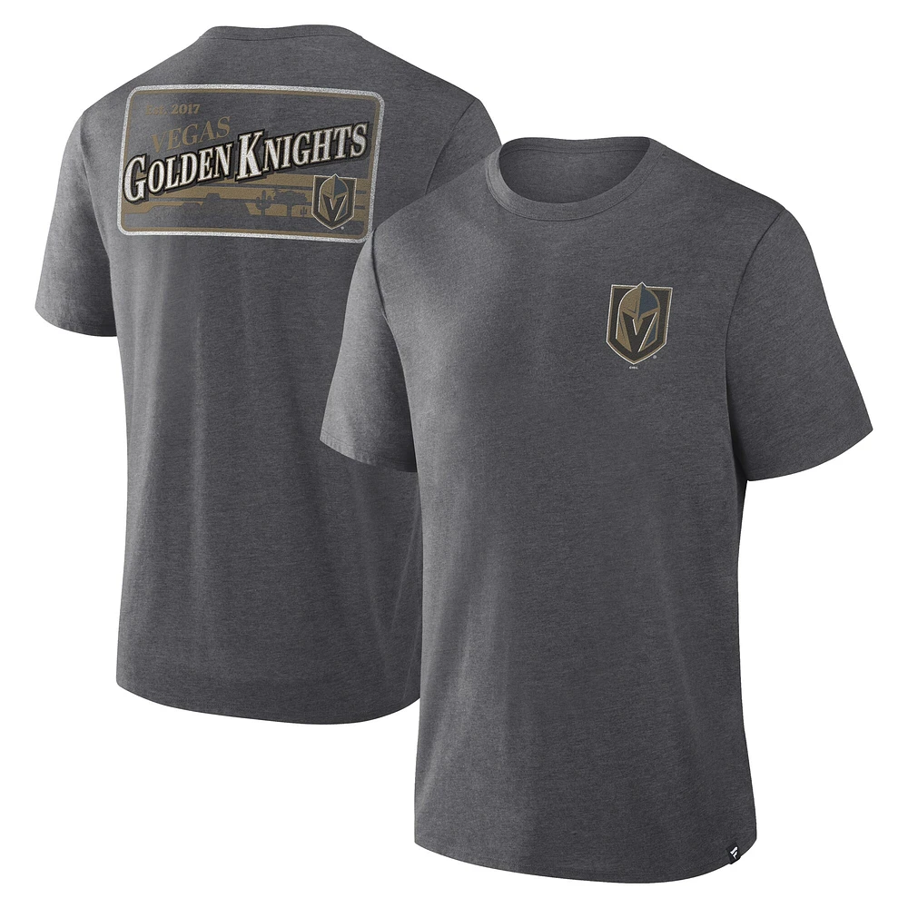 T-shirt tri-blend Fanatics Heather Charcoal Vegas Golden Knights pour homme