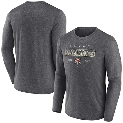 Men's Fanatics Heather Charcoal Vegas Golden Knights Long Sleeve T-Shirt