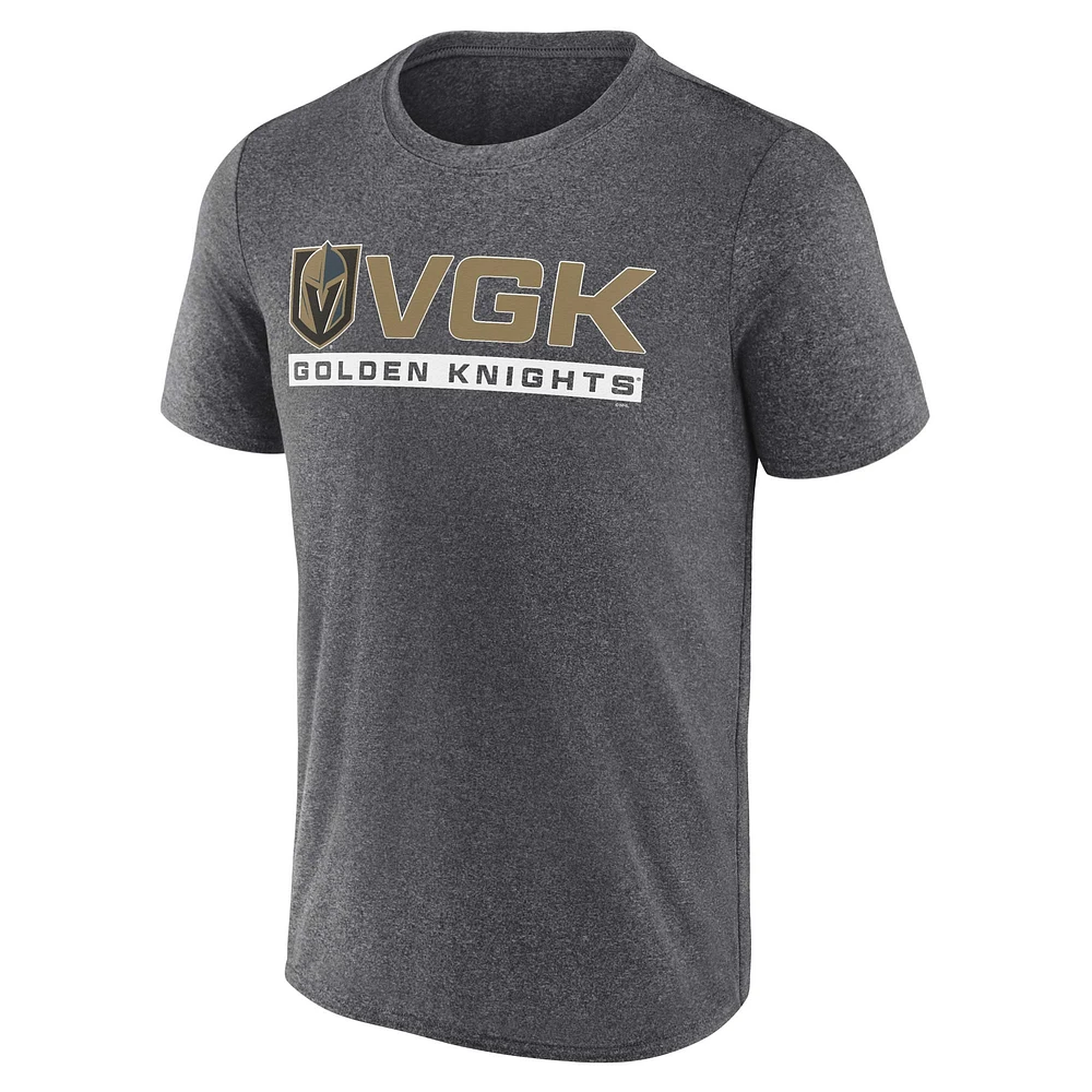 T-shirt Playmaker Fanatics Heather Charcoal Vegas Golden Knights pour hommes