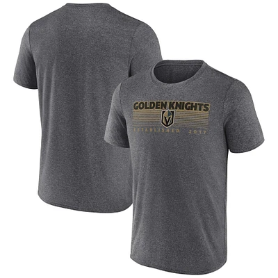 Fanatics Heather Charcoal Vegas Golden Knights Prodigy pour hommes - T-shirt