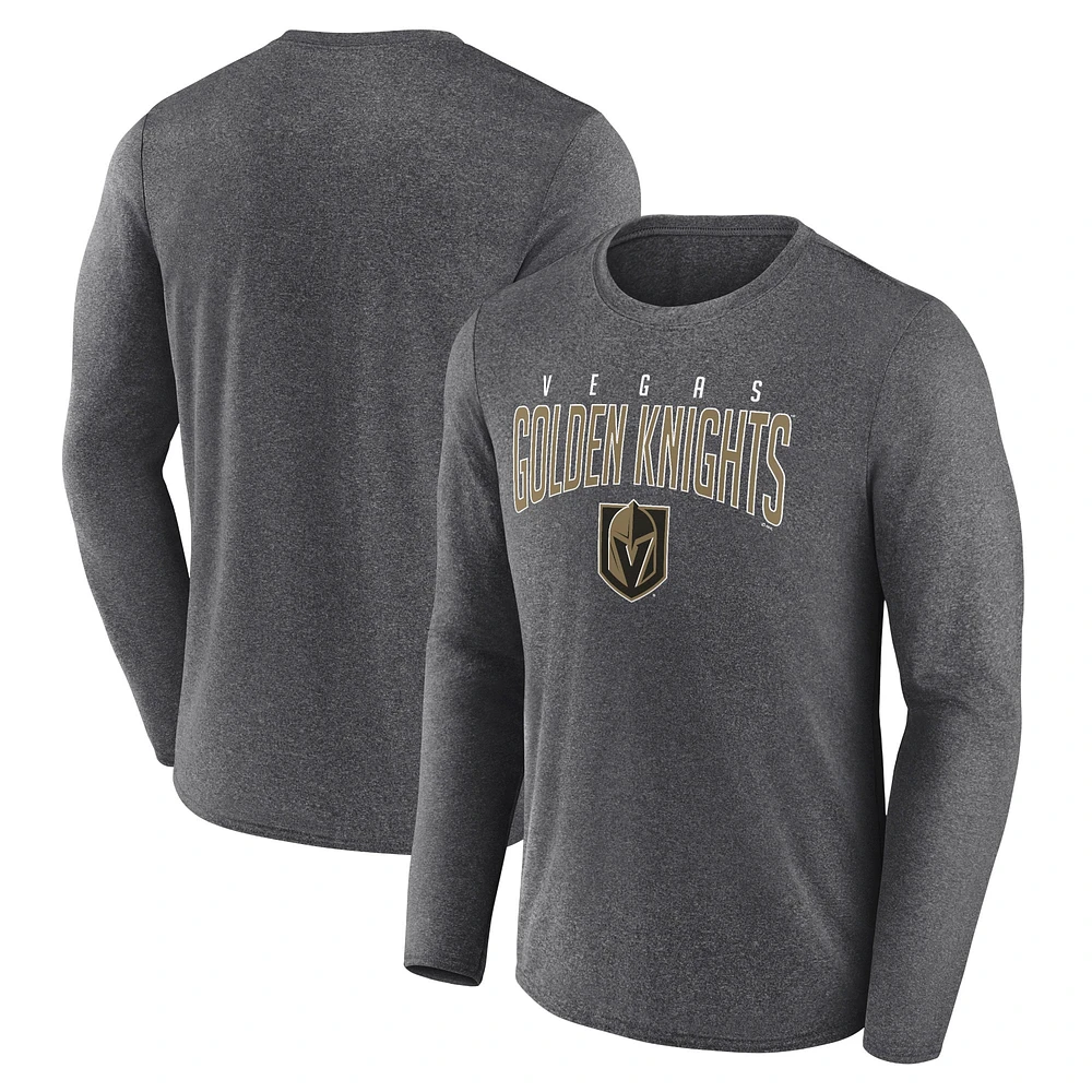 T-shirt à manches longues Fanatics Heather Charcoal Vegas Golden Knights édition spéciale 2.0 Scoring Chance pour hommes