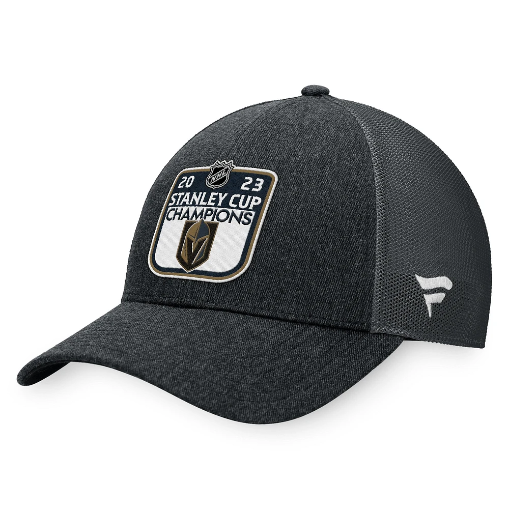 Casquette réglable pour vestiaire des champions de la Coupe Stanley 2023 de Vegas Fanatics Heather Grey Vegas Golden Knights