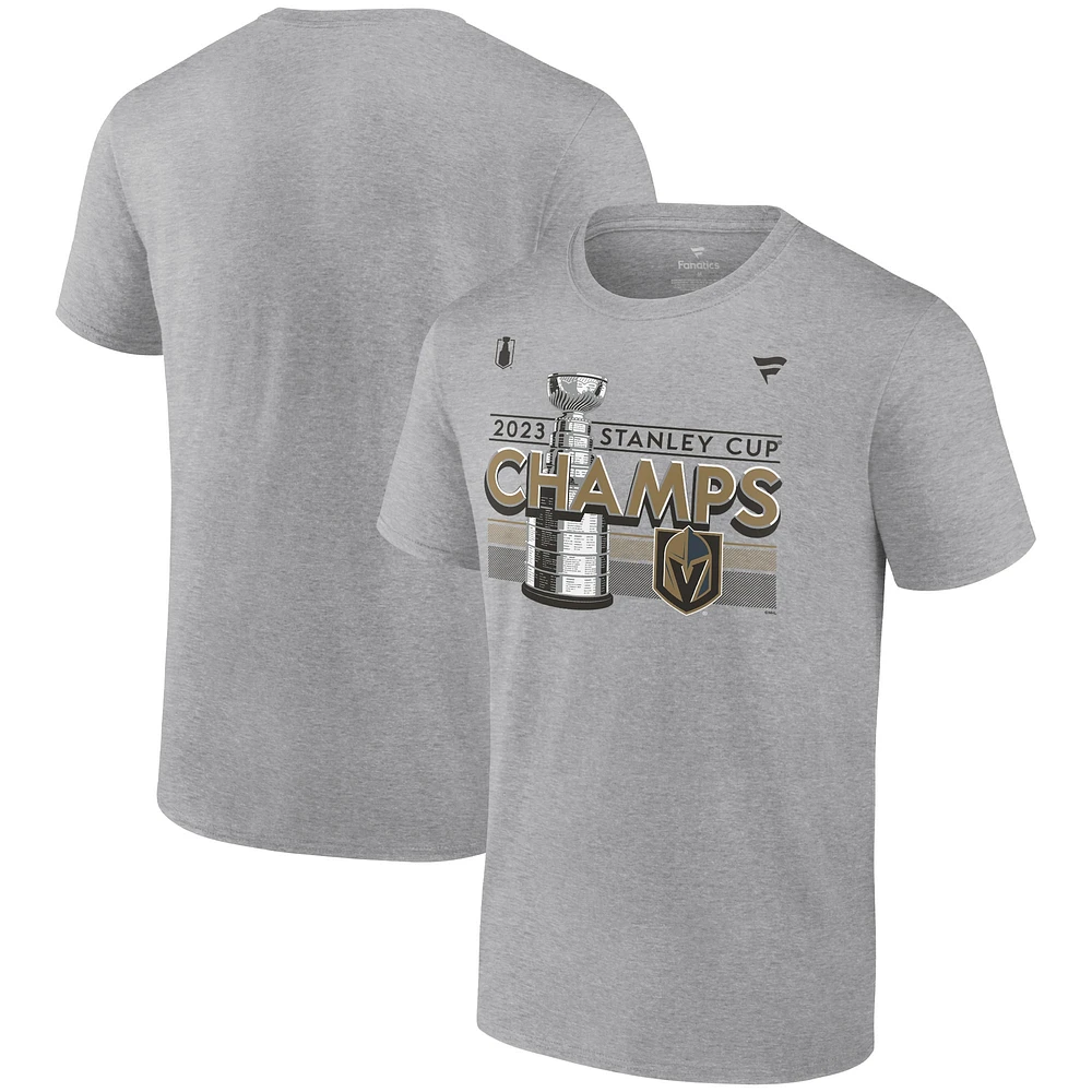 T-shirt des vestiaires champions de la Coupe Stanley 2023 Fanatics Heather Grey Vegas Golden Knights pour hommes