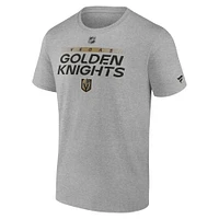 T-shirt Fanatics pour homme, gris chiné, authentique, Vegas Golden Knights, collection Pro Core Prime