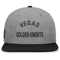 Men's Fanatics Heather Gray Vegas Golden Knights Elements Flat Brim Leather Strapback Hat