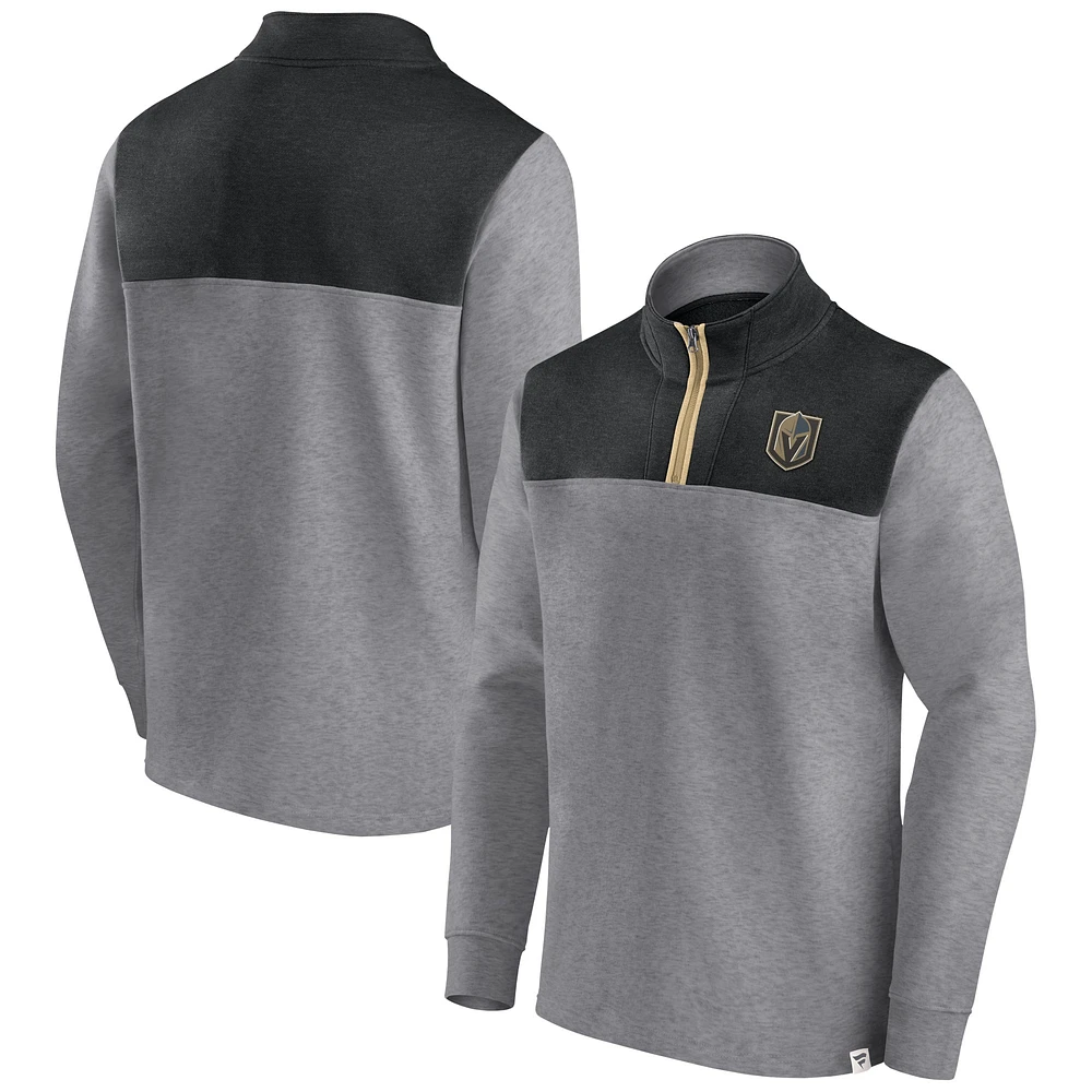 Veste à quart de zip Fanatics Heather Grey Vegas Golden Knights Launch It pour hommes