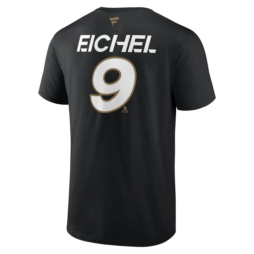 Fanatics pour hommes Jack Eichel Black Vegas Golden Knights Authentic Pro Prime Nom et numéro T-shirt