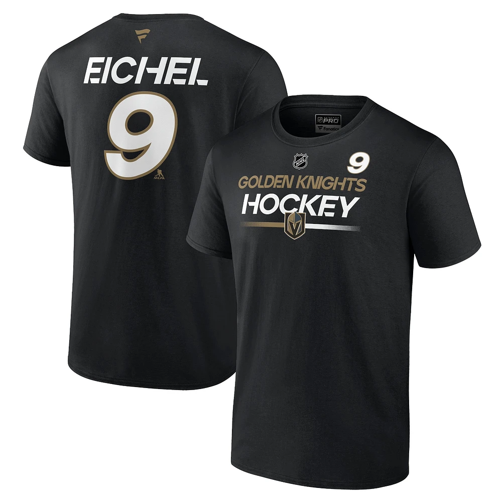 Men's Fanatics Jack Eichel Black Vegas Golden Knights Authentic Pro Prime Name & Number T-Shirt