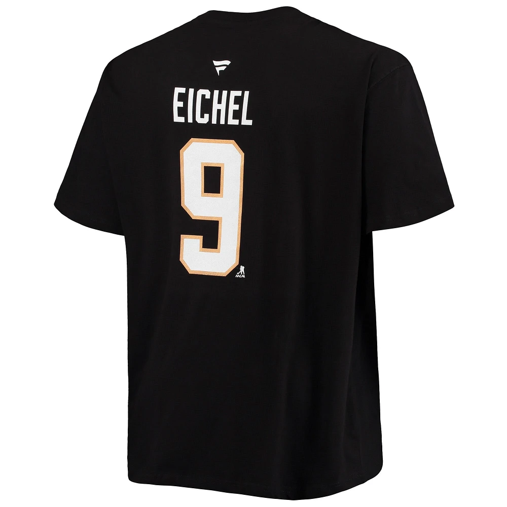 Fanatics pour hommes Jack Eichel Black Vegas Golden Knights T-shirt avec nom et numéro grand