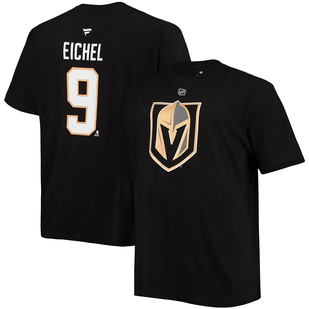 Fanatics pour hommes Jack Eichel Black Vegas Golden Knights T-shirt avec nom et numéro grand