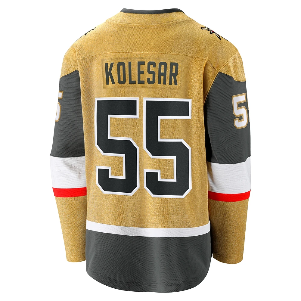 Maillot d'échappée à domicile Fanatics Keegan Kolesar Gold Vegas Golden Knights pour hommes