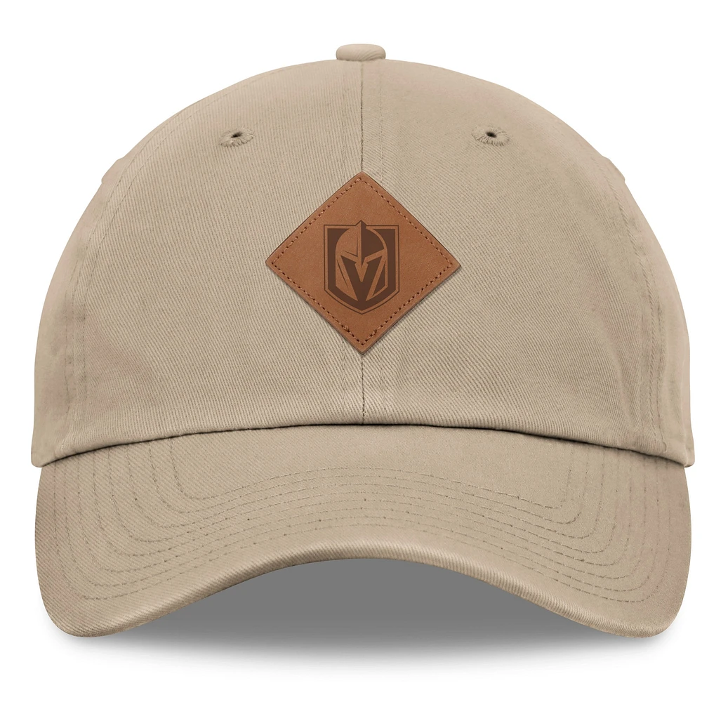 Chapeau à bretelles en cuir avec patch non structuré Fanatics pour hommes kaki Vegas Golden Knights Elements