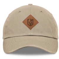 Men's Fanatics Khaki Vegas Golden Knights Elements Unstructured Patch Leather Strapback Hat