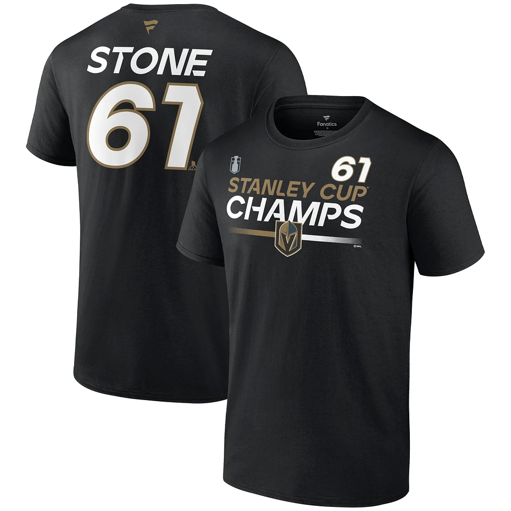 Fanatics pour hommes Mark Stone Black Vegas Golden Knights 2023 Champions de la Coupe Stanley Authentique Pro Nom et numéro T-shirt