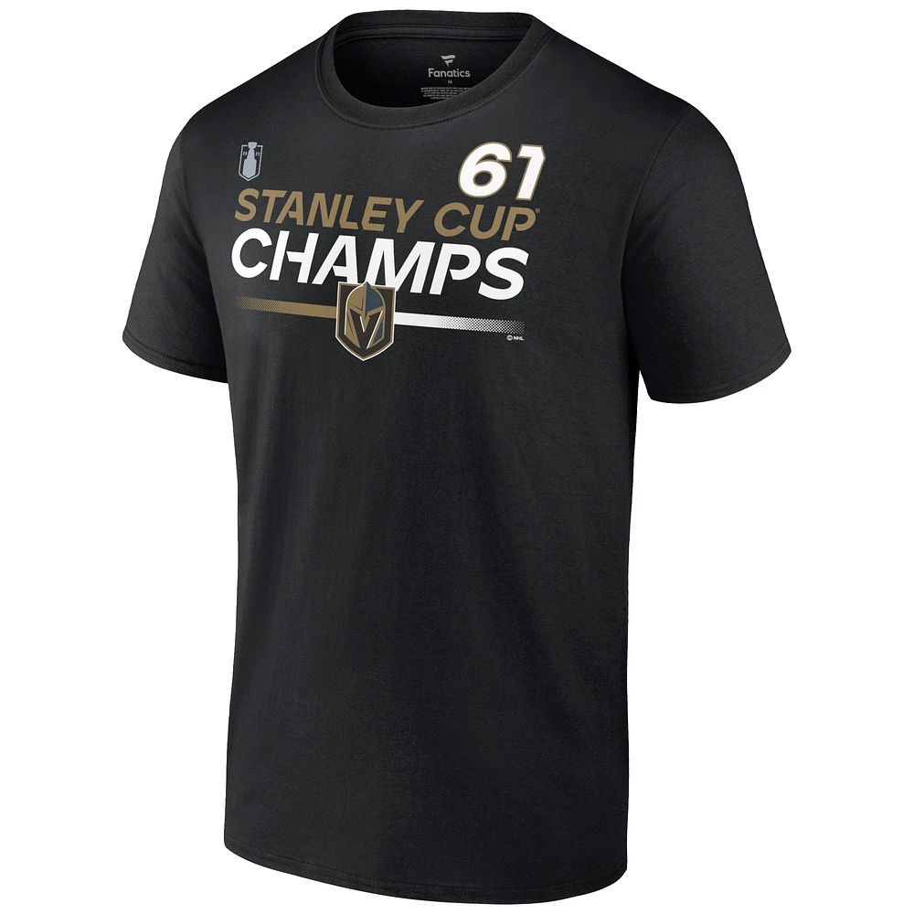 Fanatics pour hommes Mark Stone Black Vegas Golden Knights 2023 Champions de la Coupe Stanley Authentique Pro Nom et numéro T-shirt