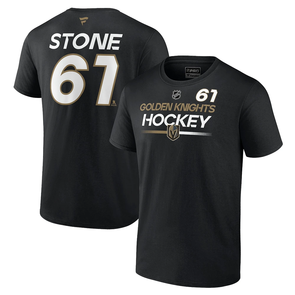 T-shirt avec nom et numéro Fanatics Mark Stone pour hommes, noir Vegas Golden Knights Authentic Pro Prime