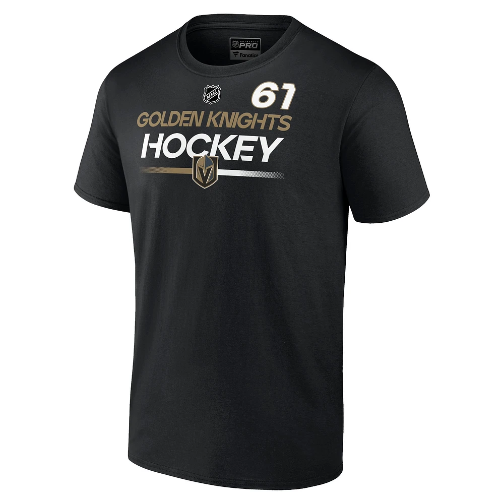 T-shirt avec nom et numéro Fanatics Mark Stone pour hommes, noir Vegas Golden Knights Authentic Pro Prime