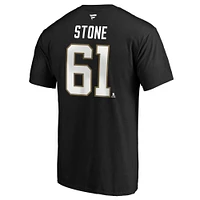 Men's Fanatics Mark Stone Black Vegas Golden Knights Authentic Stack Player Name & Number Captain Patch T-Shirt