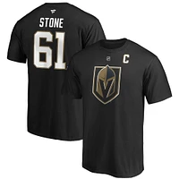 Fanatics pour hommes Mark Stone Black Vegas Golden Knights Authentique Stack Player Nom et numéro Captain Patch T-shirt