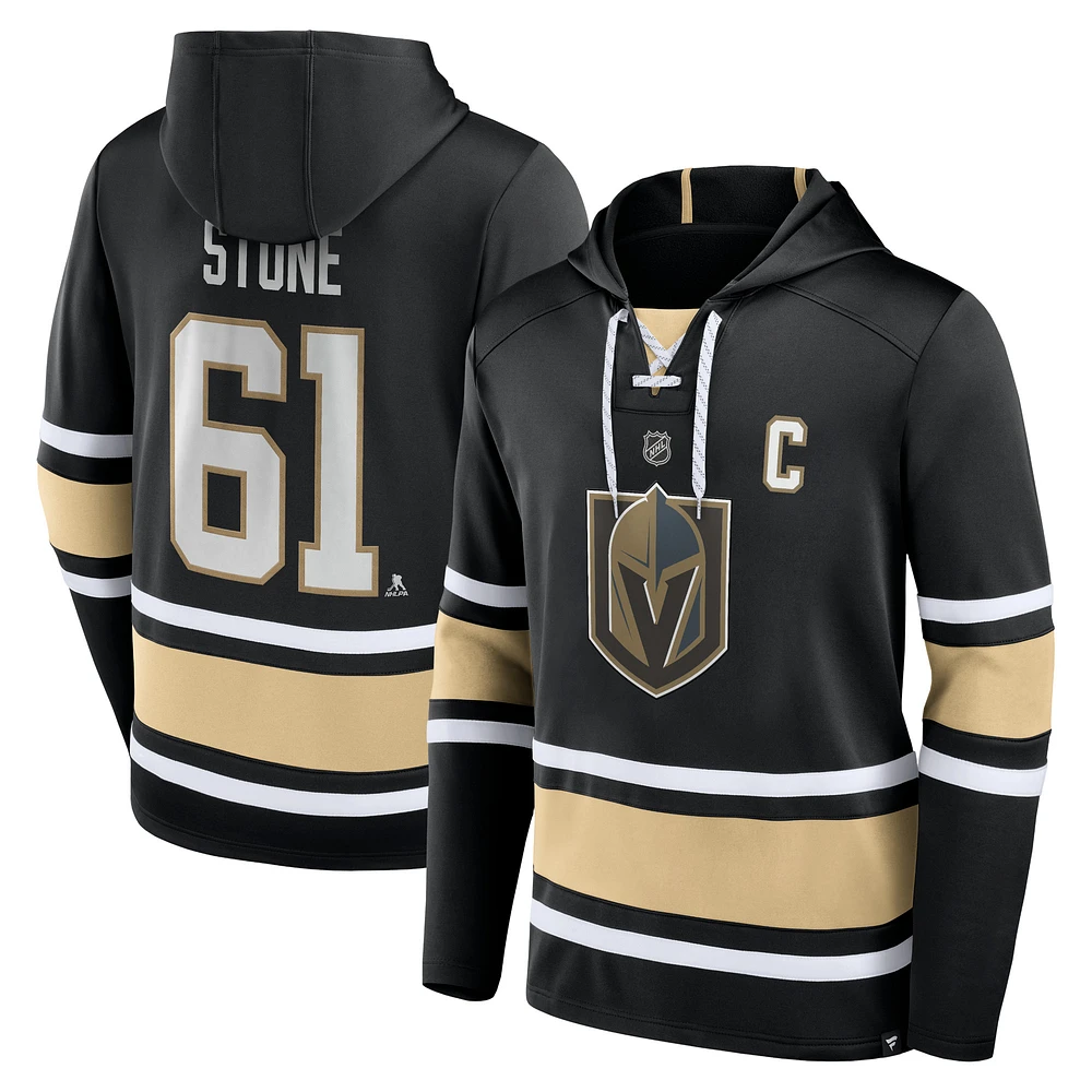 Sweat à capuche lacets avec nom et numéro des Golden Knights de Vegas Fanatics Mark Stone pour hommes