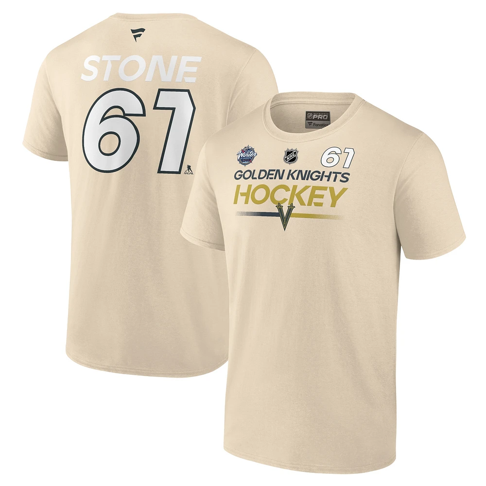 Men's Fanatics Mark Stone Cream Vegas Golden Knights 2024 NHL Winter Classic Authentic Pro Name & Number T-Shirt