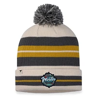 Men's Fanatics Vegas Golden Knights Charcoal/Cream 2024 NHL Winter Classic Cuffed Knit Hat with Pom