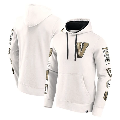 Sweat à capuche en polaire blanc Vegas Golden Knights Letterman Fanatics pour hommes