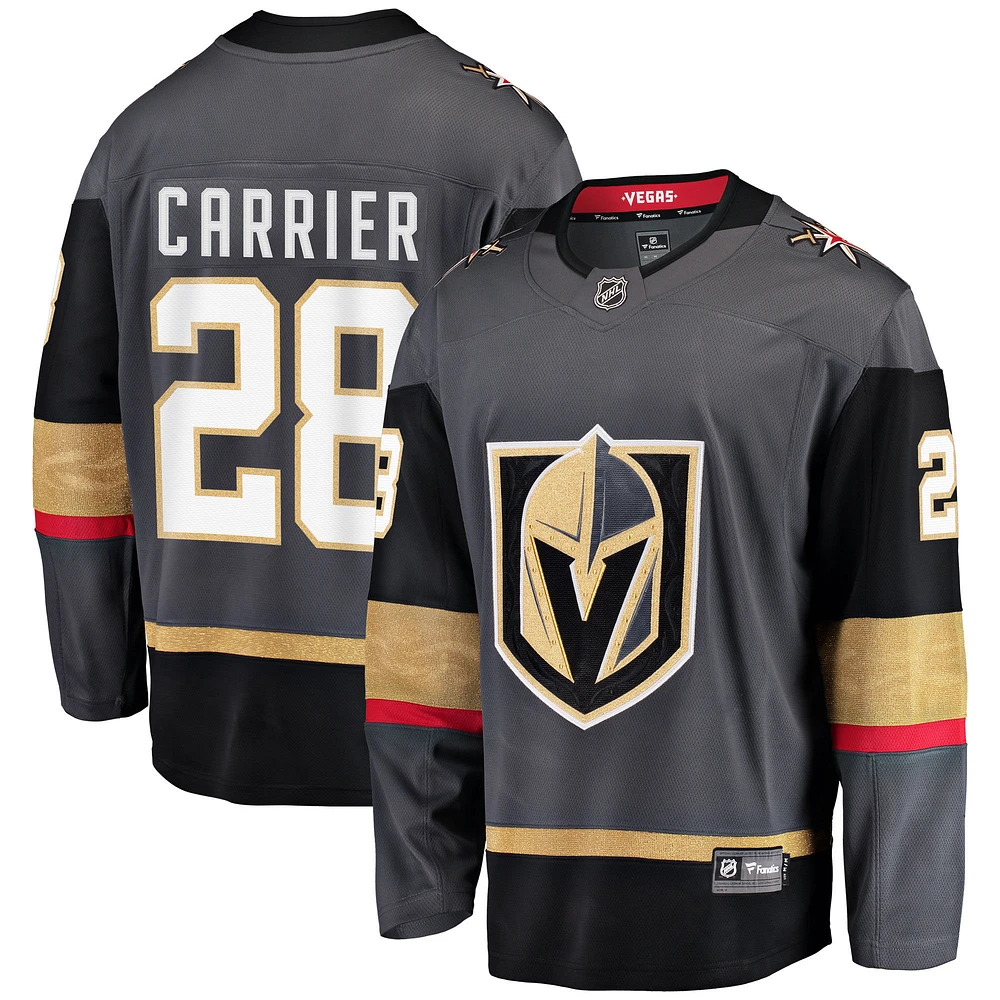 Men's Fanatics William Carrier Gray Vegas Golden Knights Breakaway - Player Jersey