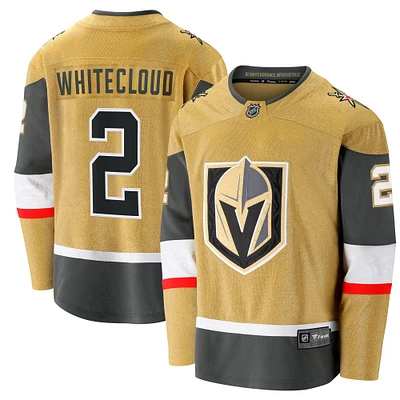 Maillot d'évasion à domicile Fanatics Zach Whitecloud Gold Vegas Golden Knights pour hommes