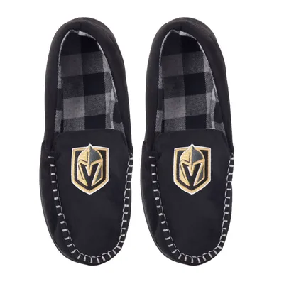 Vegas Golden Knights FOCO Team Logo Flannel Moccasin Slippers