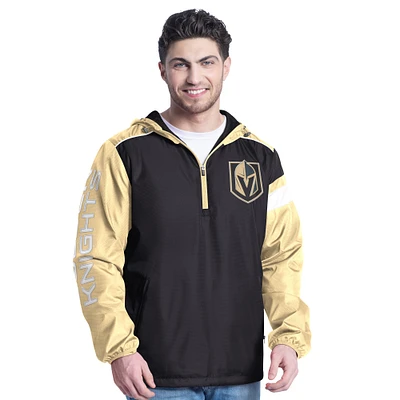 Veste à capuche demi-zip latéral G-III Sports by Carl Banks pour homme, noire/dorée