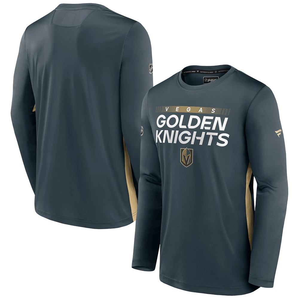 T-shirt à manches longues Authentic Pro Rink Performance pour homme, gris, Vegas Golden Knights