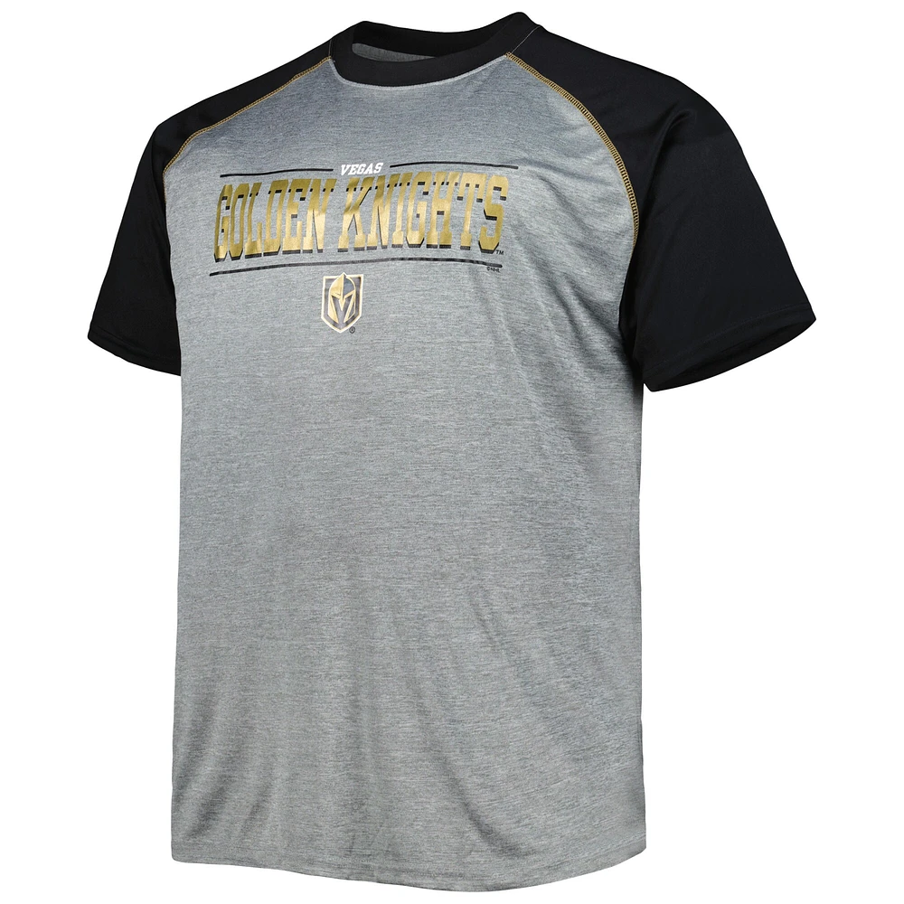 Men's Heather Gray Vegas Golden Knights Big & Tall Logo Raglan T-Shirt