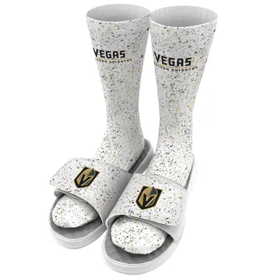 Vegas Golden Knights ISlide Speckle Socks & Slide Sandals Bundle - White