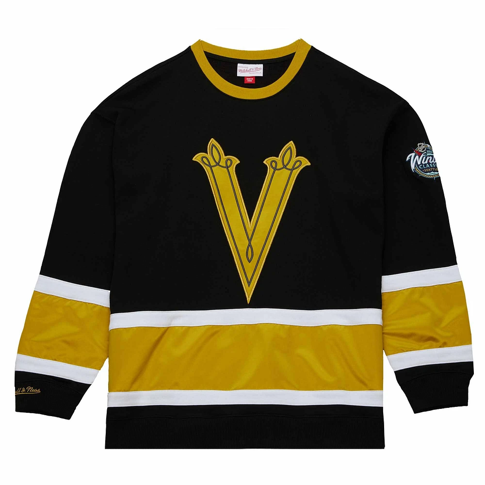 Men's Mitchell & Ness Black/Gold Vegas Golden Knights 2024 NHL Winter Classic Satin Insert Fleece Pullover Sweatshirt