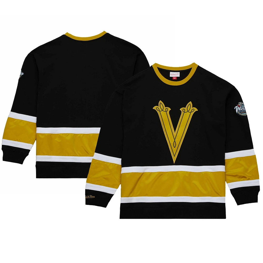 Sweat-shirt en polaire avec insert satin Mitchell & Ness pour hommes, noir/or, Vegas Golden Knights 2024 NHL Winter Classic