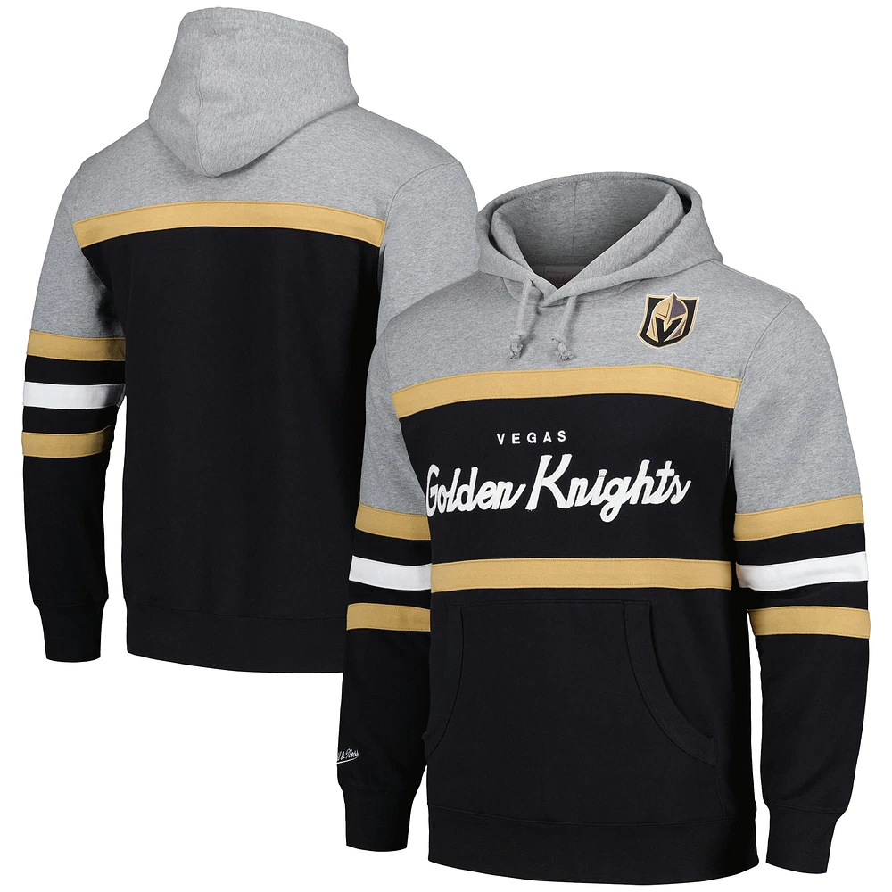 Men's Mitchell & Ness Black/Gray Vegas Golden Knights Head Coach Pullover Hoodie