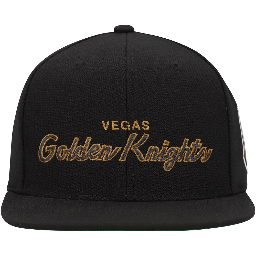 Men's Mitchell & Ness Black Vegas Golden Knights Core Team Script 2.0 Snapback Hat