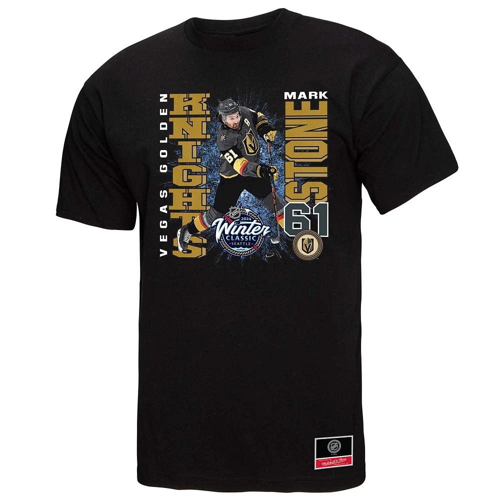 Men's Mitchell & Ness Mark Stone Black Vegas Golden Knights 2024 NHL Winter Classic Player Graphic T-Shirt