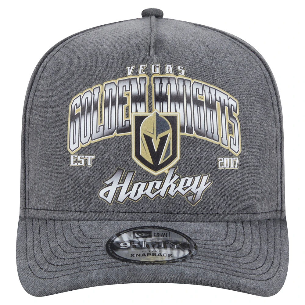 Men's New Era  Charcoal Vegas Golden Knights Throwback Washed A-Frame Pre-Curved 9FIFTY Snapback Hat