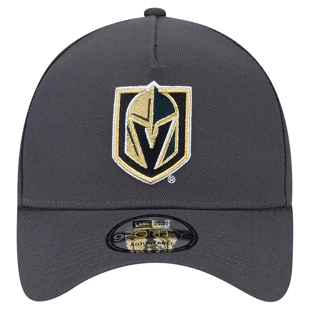 Men's New Era  Gray Vegas Golden Knights Core A-Frame 9FORTY Adjustable Hat