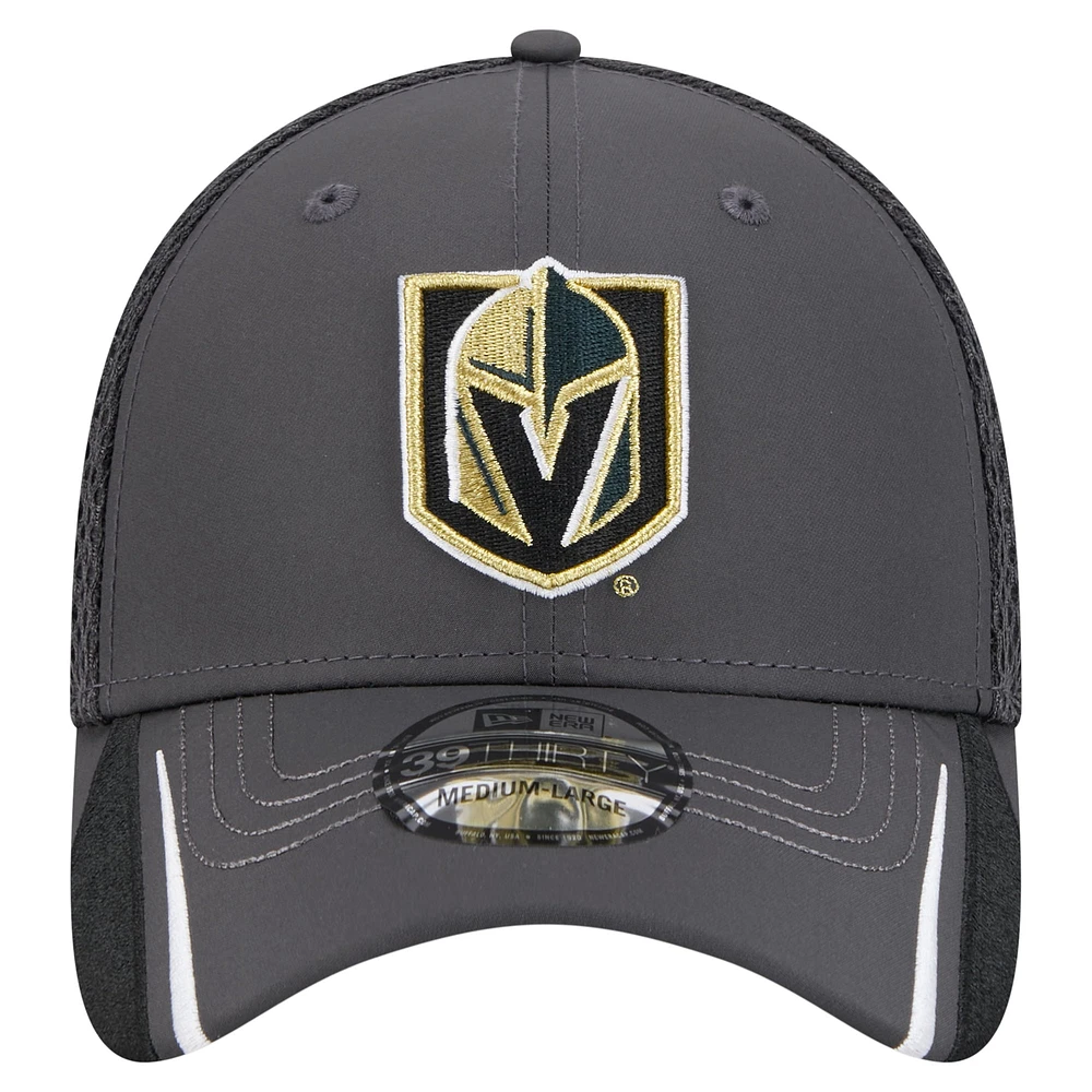 Men's New Era  Gray Vegas Golden Knights Linear Featherweight 39THIRTY Flex Hat