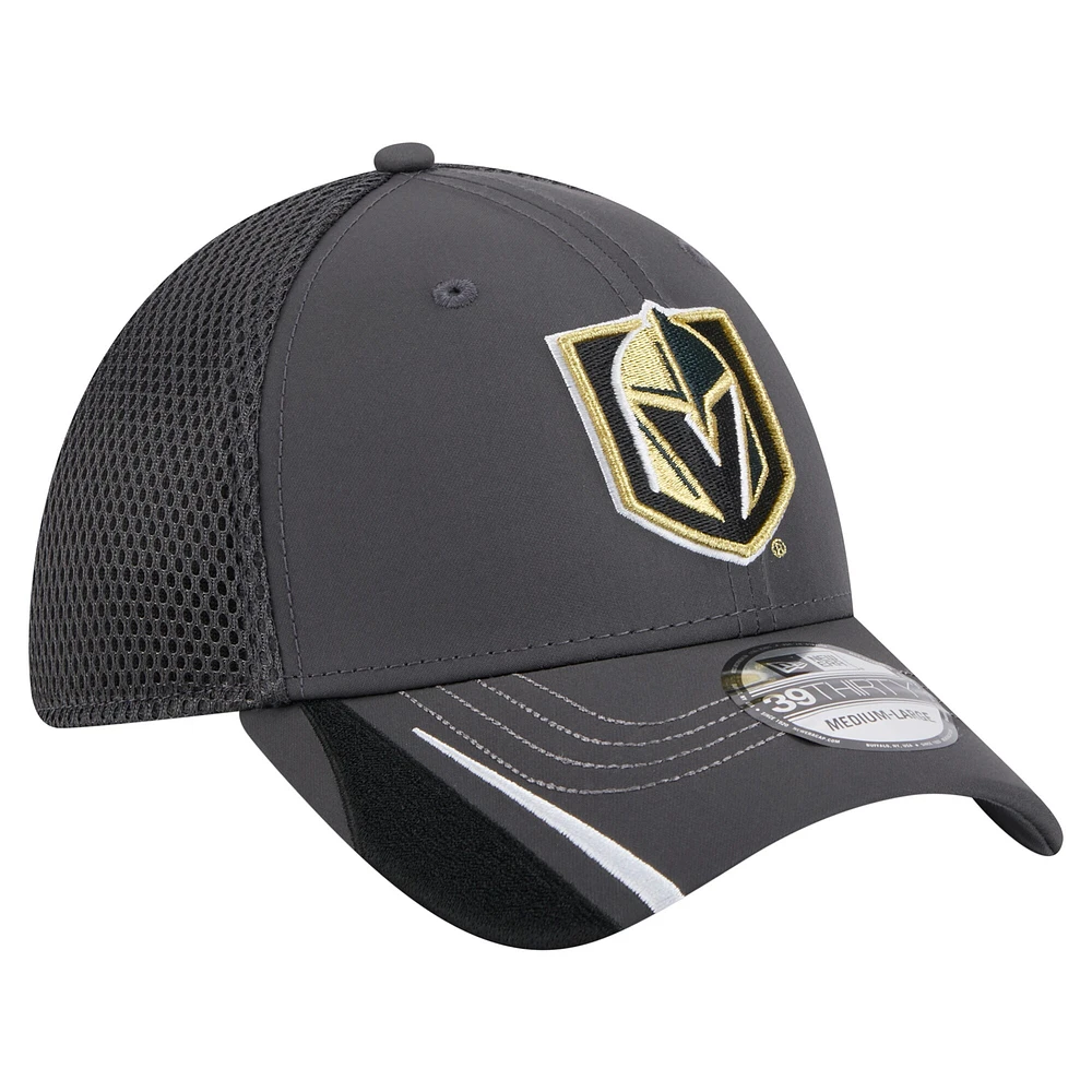 Men's New Era  Gray Vegas Golden Knights Linear Featherweight 39THIRTY Flex Hat