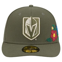 Casquette ajustée 59FIFTY pour homme New Era Olive Vegas Golden Knights à fleurs ton sur