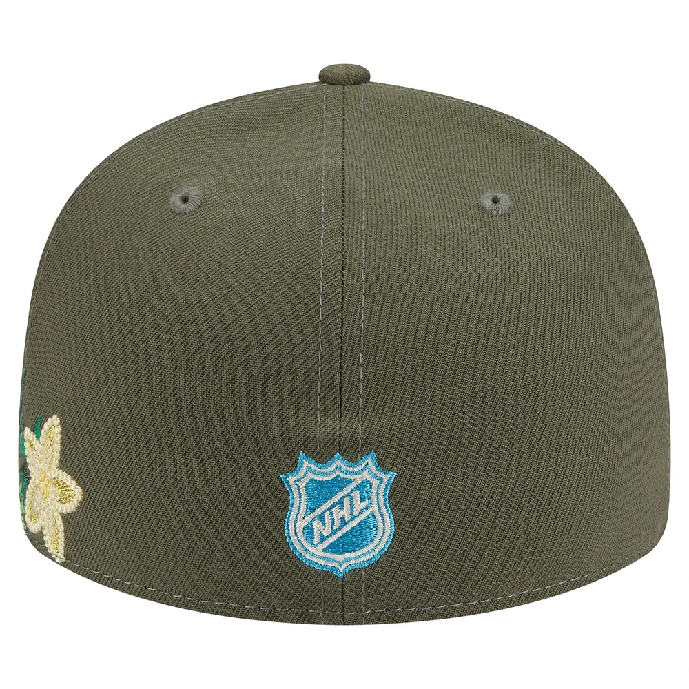 Casquette ajustée 59FIFTY pour homme New Era Olive Vegas Golden Knights à fleurs ton sur