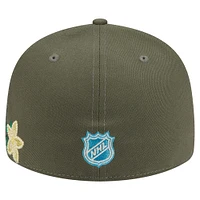 Casquette ajustée 59FIFTY pour homme New Era Olive Vegas Golden Knights à fleurs ton sur