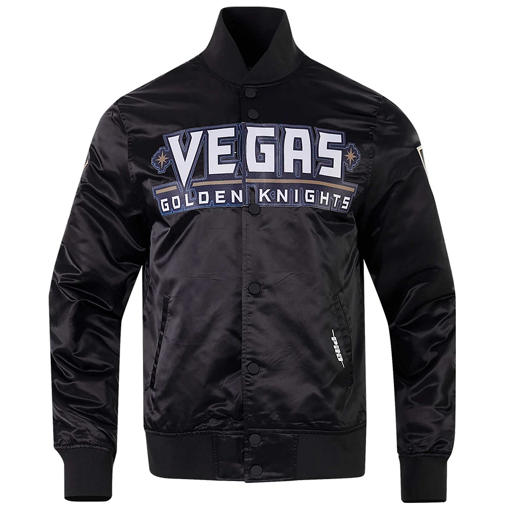 Veste à bouton-pression classique en satin noir Vegas Golden Knights Pro Standard pour hommes