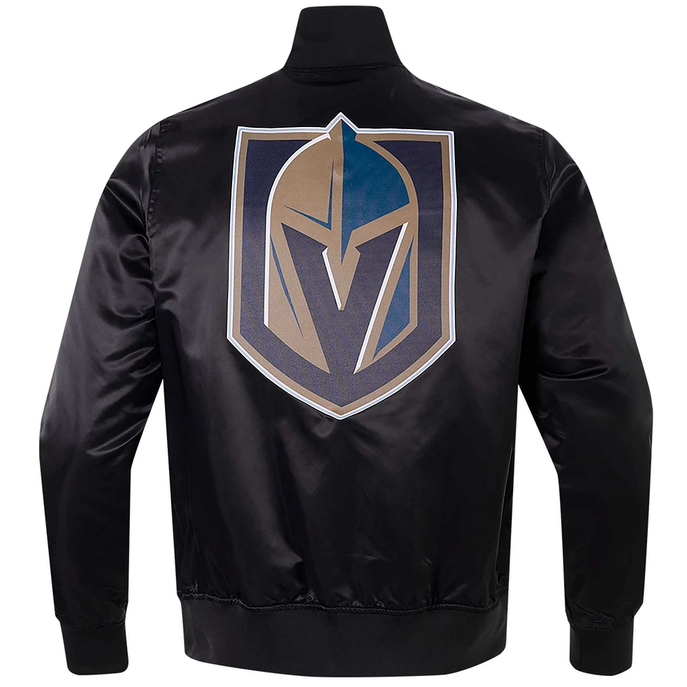 Veste à bouton-pression classique en satin noir Vegas Golden Knights Pro Standard pour hommes