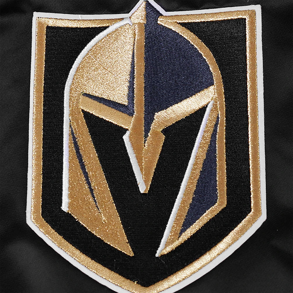 Veste à bouton-pression classique en satin noir Vegas Golden Knights Pro Standard pour hommes